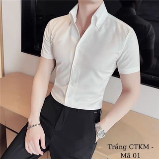 Áo sơ mi nam cộc tay hàn quốc ,áo nam thời trang vải lụa cao cấp,dáng đẹp.