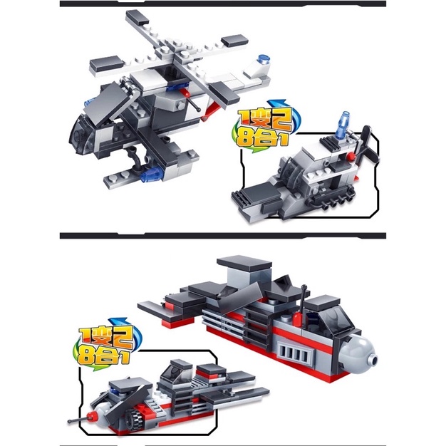 [HOT] Bộ đồ chơi xếp hình LEGO MINGDI tàu chiến 763 Mảnh, Lắp ráp 12 chiếc xe và máy bay Tphcm
