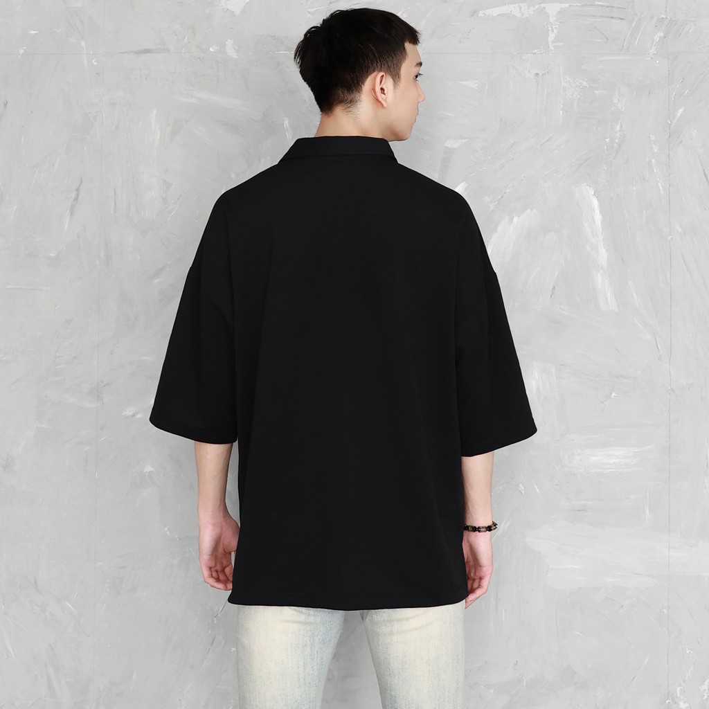 Áo Thun Polo Basic Màu Đen Chất Liệu Cotton Thoáng Mát