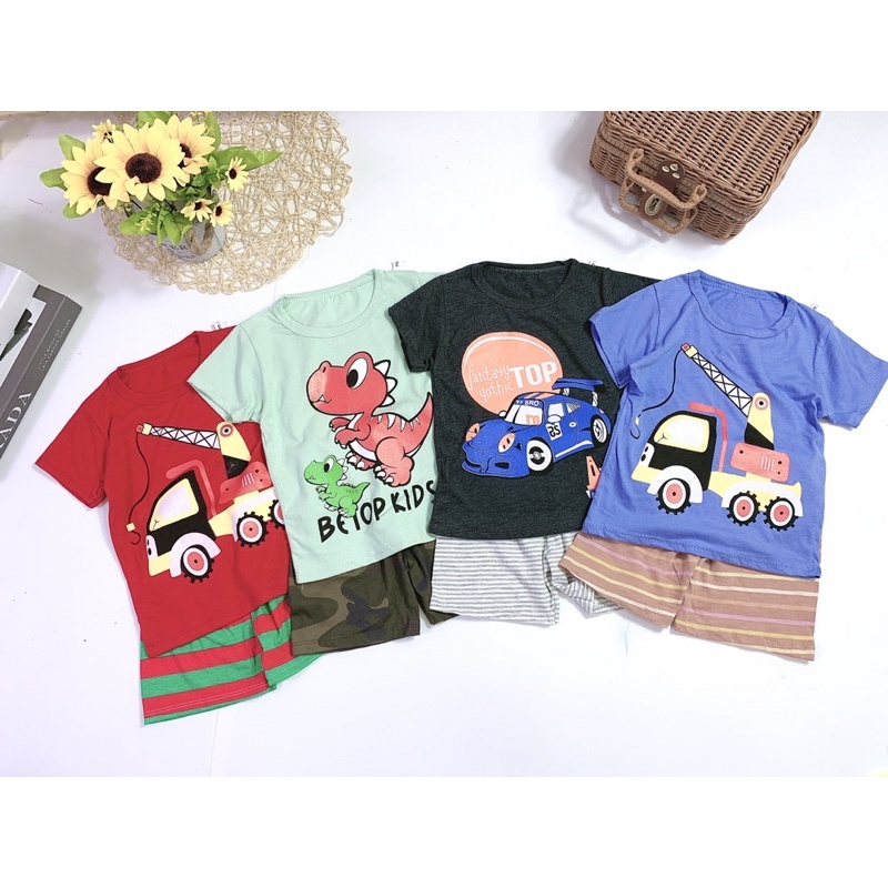 [0-5 tuổi] B5119 Combo 5 bộ bé trai cotton cho bé từ 6-18kg