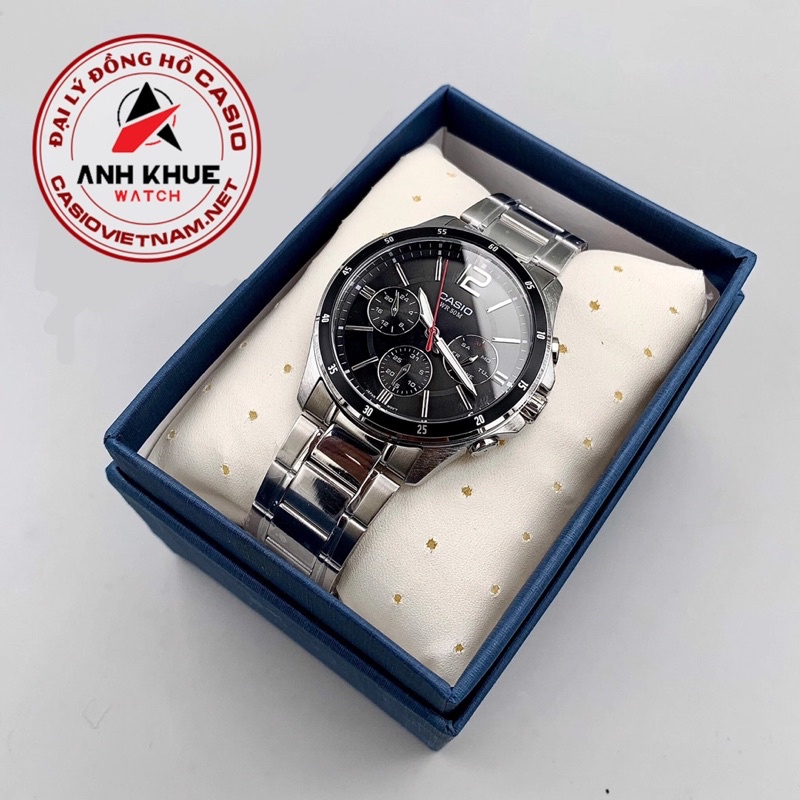 Đồng Hồ Casio MTP-1374D-1A Nam | 6 Kim | Dây Kim Loại | Chống Nước WR50M