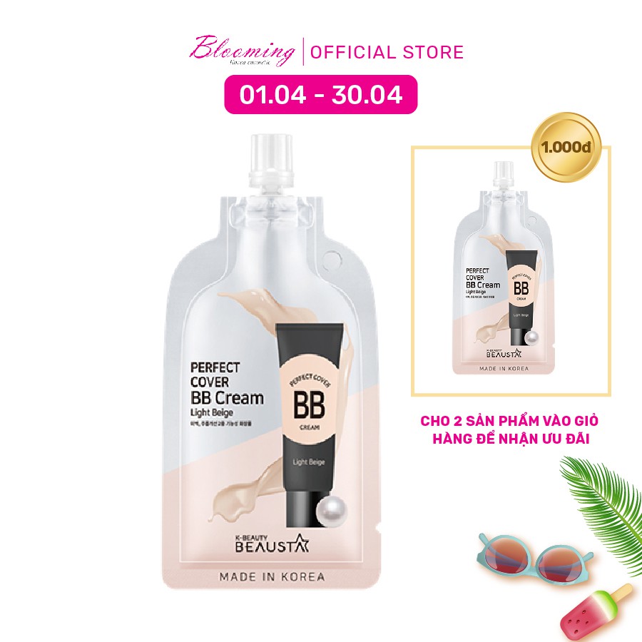 Kem Nền Che Khuyết Điểm 24H Lâu Trôi Beausta-Perfect Cover BB Cream Light Beige 10ml