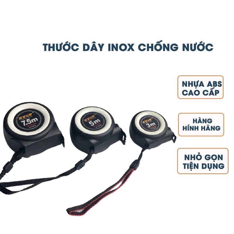Thước dây tự hãm 2 mặt - Hàng chuẩn loại 1 dày dặn, cứng cáp, lụa in sắc nét -Thước 5M, 7,5M