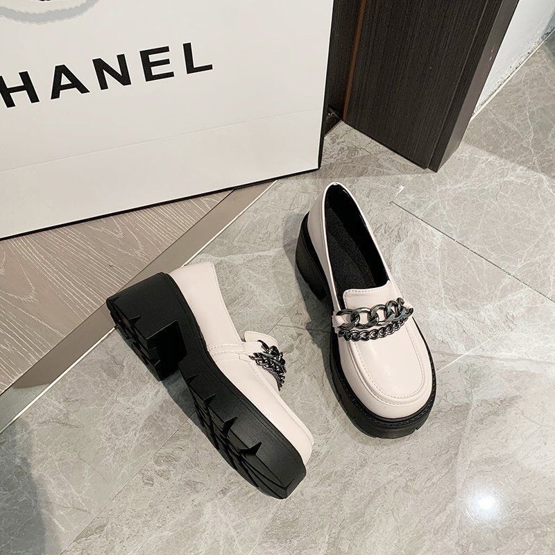 Giày Oxford nữ da lì phối xích