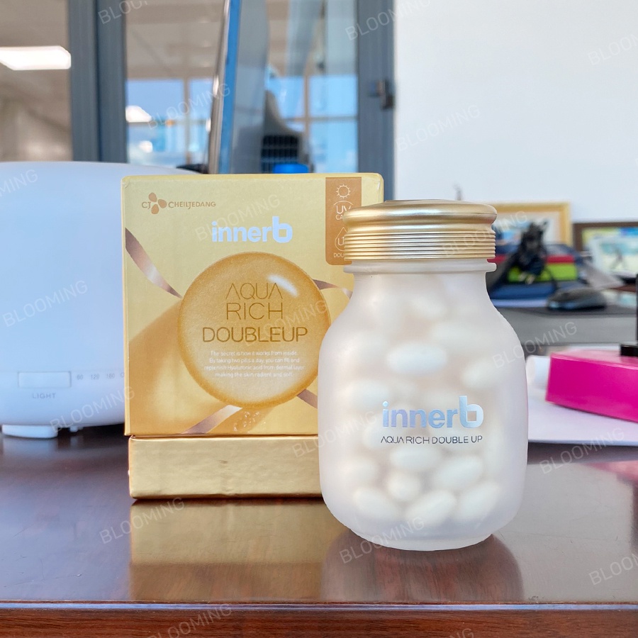 Combo hộp nước uống Collagen InnerB Glowshot (50mlx6) & Thực phẩm bảo vệ sức khỏe INNERB AQUA RICH DOUBLEUP lọ 70 viên | Thế Giới Skin Care