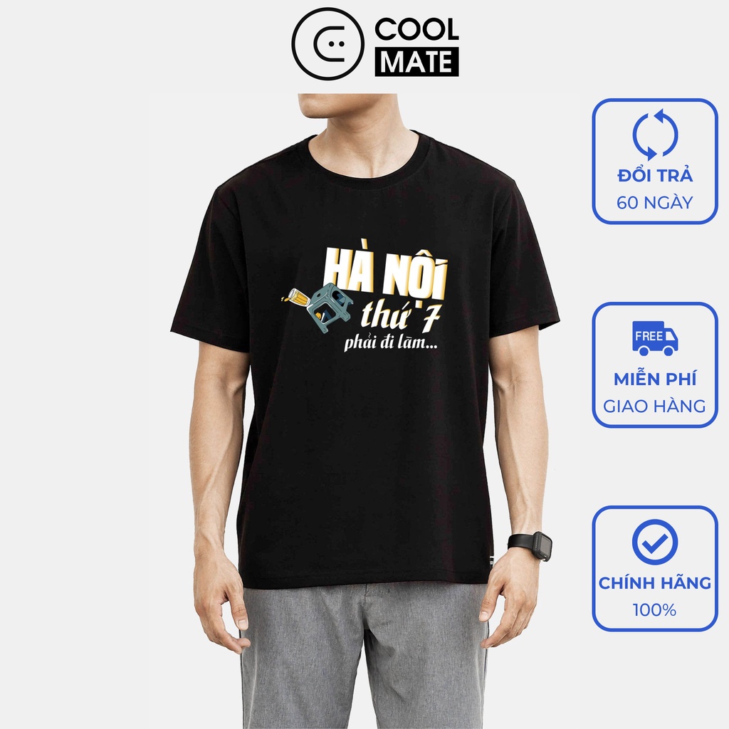 Áo thun Cotton Compact in "Hà Nội thứ 7 phải đi làm" Màu đen - Thương hiệu Coolmate
