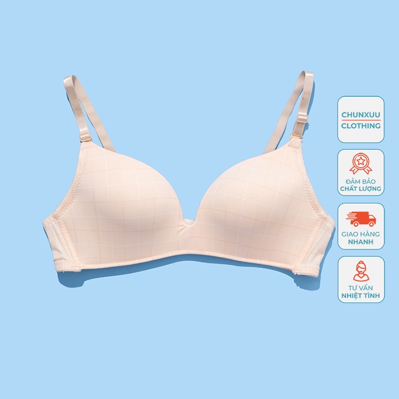 Áo ngực nữ kẻ caro trẻ trung thiết kế không gọng đệm mỏng nâng ngực nhẹ nhàng - CHUNXUU AV14