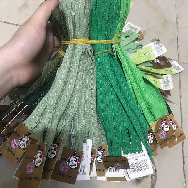 Dây kéo HKK 18cm may quần tây, bóp ví tông xanh lá