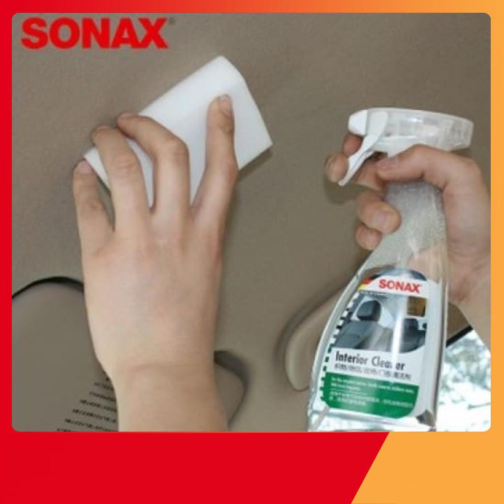 Bộ Dung dịch vệ sinh nội thất xe Sonax 321200 (500ml) và Kem dưỡng ghế da Sonax 291141 (250ml)- tặng khăn