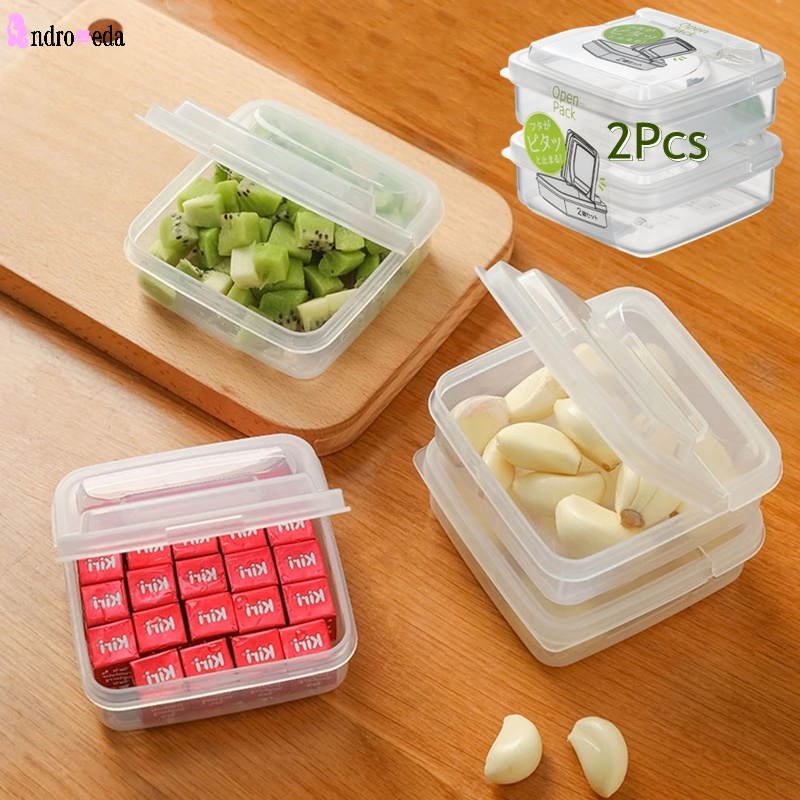 Set 2 Hộp Nhựa Trong Suốt Đựng Bảo Quản Thực Phẩm Tiết Kiệm Không Gian Tủ Lạnh Tiện Dụng