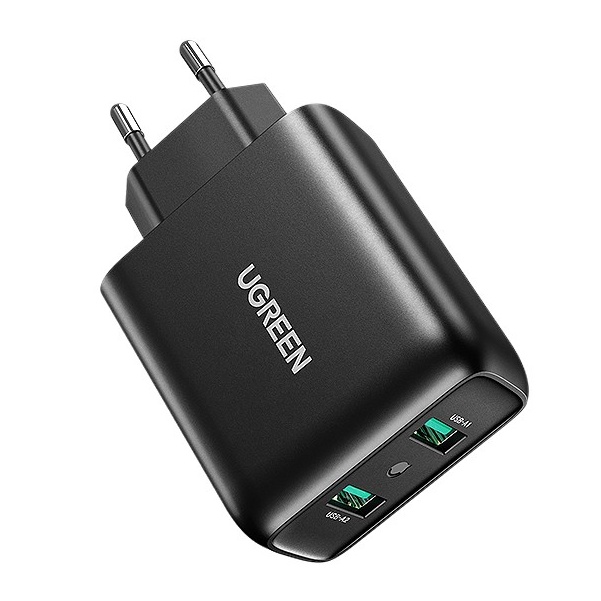 Cốc sạc nhanh UGREEN cắm tường 2 cổng USB QC 3.0 tiện lợi