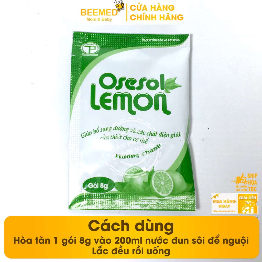 Oresol Lemon Tâm phúc - Bù nước và điện giải khi chơi thể thao, ốm sốt, mệt mỏi - Hộp 25 gói hương chanh tươi mát