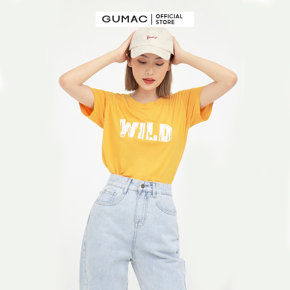Áo thun nữ in chữ from basic tay ngắn cá tính GUMAC ATB518 | BigBuy360 - bigbuy360.vn