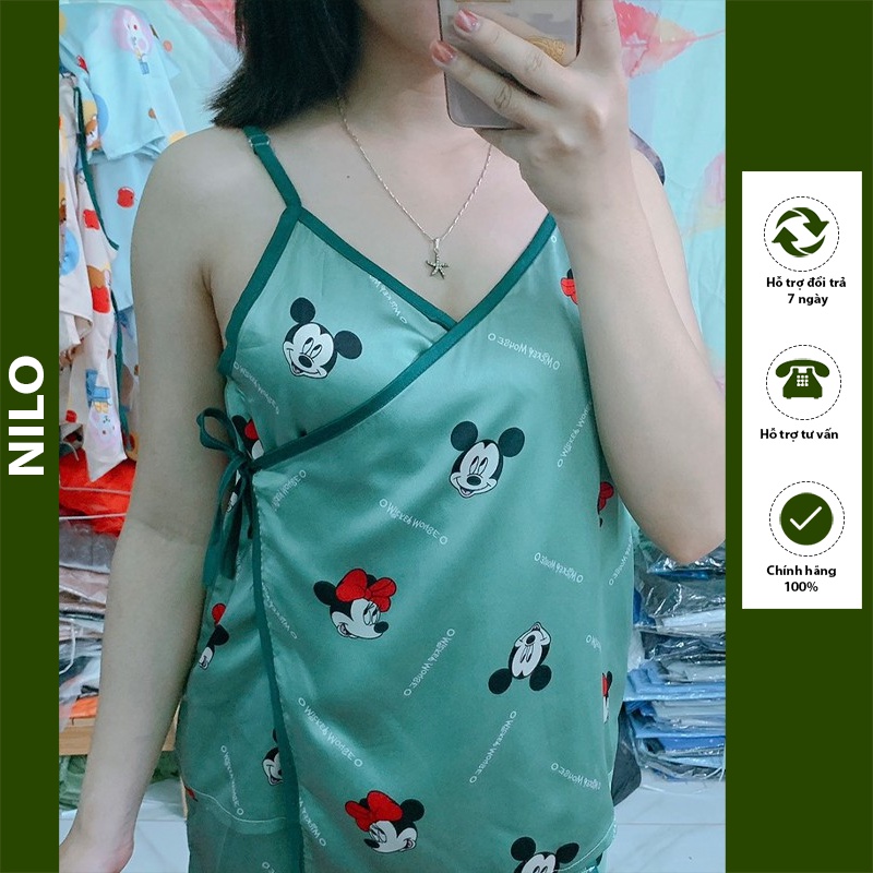 Sét Bộ Đồ 2 Dây Mặc Ở Nhà Chất Lụa Satin Mặc Thoáng Mát Nhẹ Nhàng Không Nhăn Mềm Mịn Khuyến Rũ
