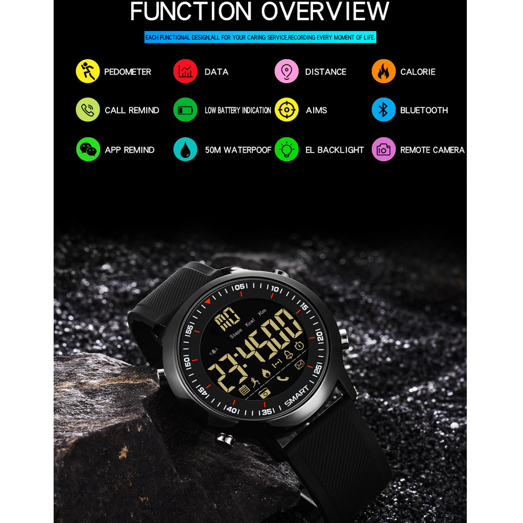 Applewish Sport Digital Chronograph LED Screen Large 50M Waterproof Casual Smart Watch
