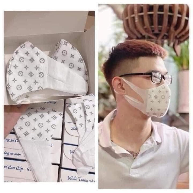 Hộp 50 chiếc khẩu trang 3D mask họa tiết LV