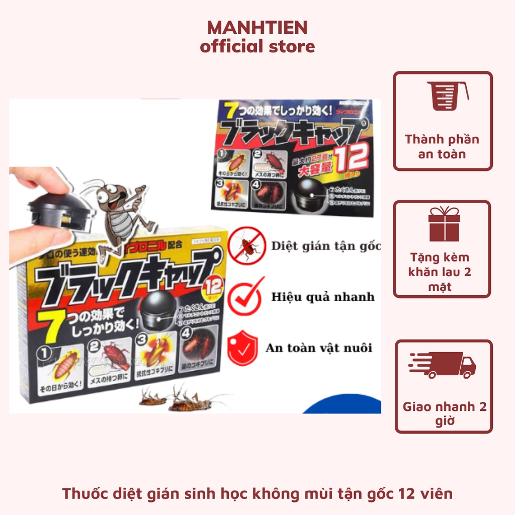 Thuốc diệt gián sinh học không mùi tận gốc 12 viên an toàn hiệu quả cho con người và vật nuôi DTM Store