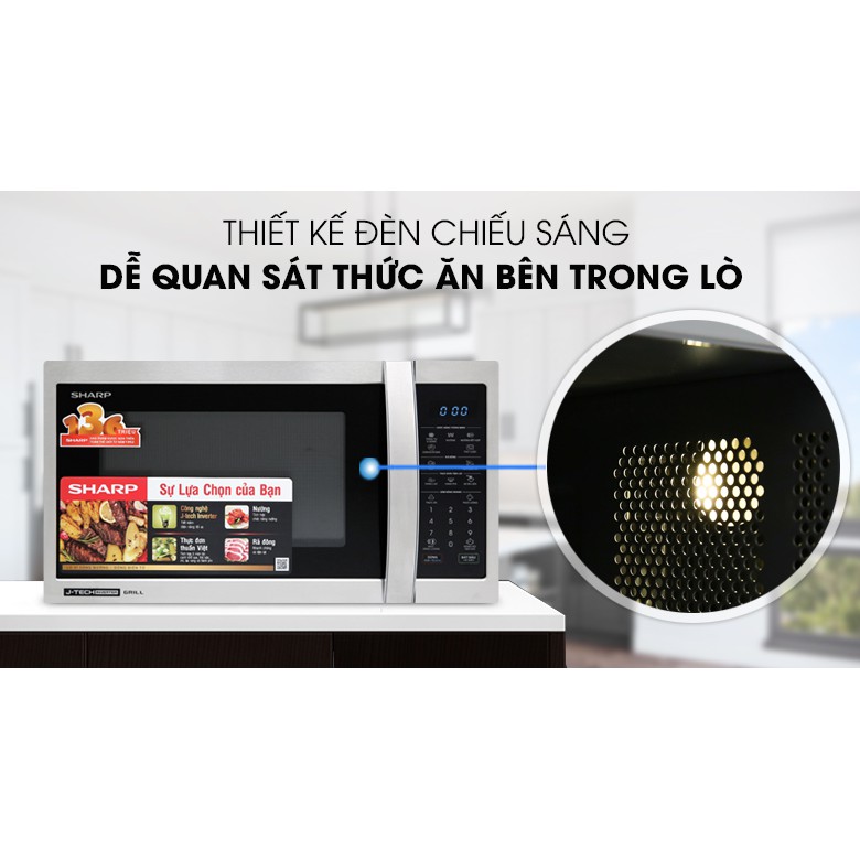 Lò vi sóng Sharp J-TECH INVERTER R-G52XVN-ST 25 lít có nướng  - Hàng tồn kho thanh lý