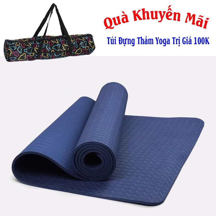 [Free Ship] Thảm Yoga 1 Lớp + Túi Đựng Thảm (Xanh Dương Nhạt)