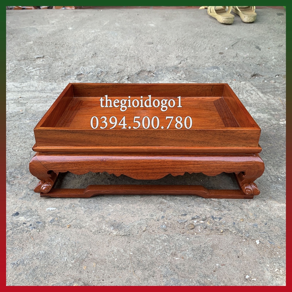 khay trà chân quỳ dáng trơn gỗ Hương sơn PU chống mối mọt