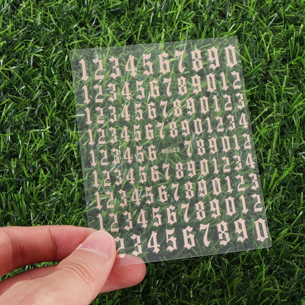 Nhãn dán trang trí móng tay nghệ thuật phản quang 3D tự dính họa tiết chữ số nhiều màu tùy chọn