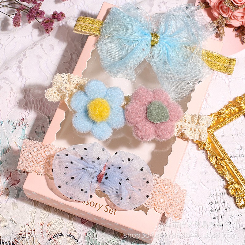 Hộp băng đô cài tóc cho bé gái, nhiều mẫu nhiều màu.