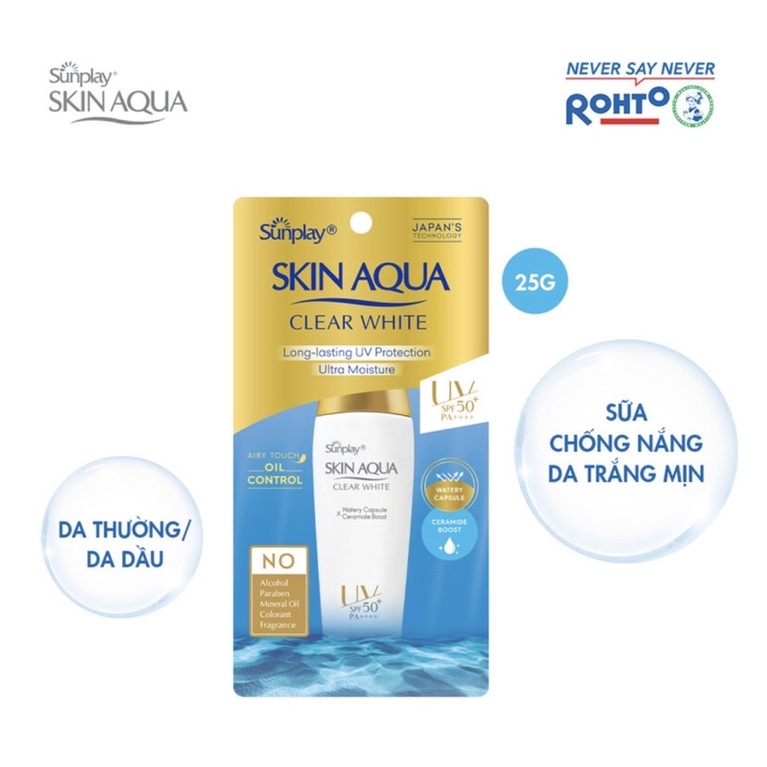 Sữa chống nắng Skin Aqua nắp vàng Clear White 25g