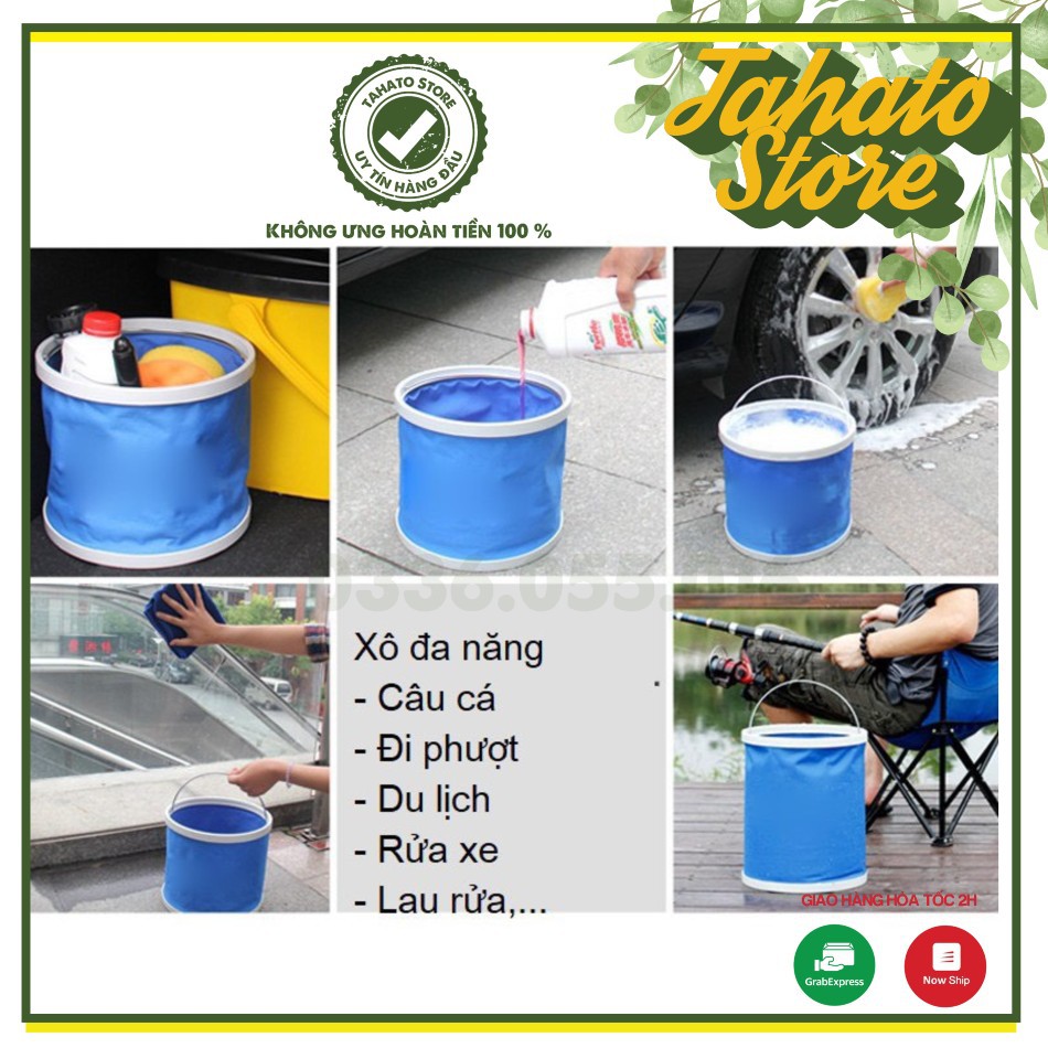 Xô đựng nước rửa xe (11lit) xô câu cá rút gọn dung tích xô du lịch phượt siêu bền siêu tiện lợi.