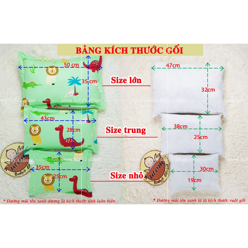 Gối nằm cho bé sơ sinh và trẻ em vải Thắng Lợi nhiều kích cỡ