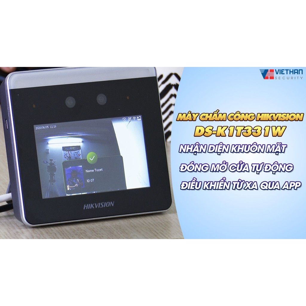 Máy chấm công khuôn mặt HIKVISION DS-K1T331W, đóng mở cửa tự động