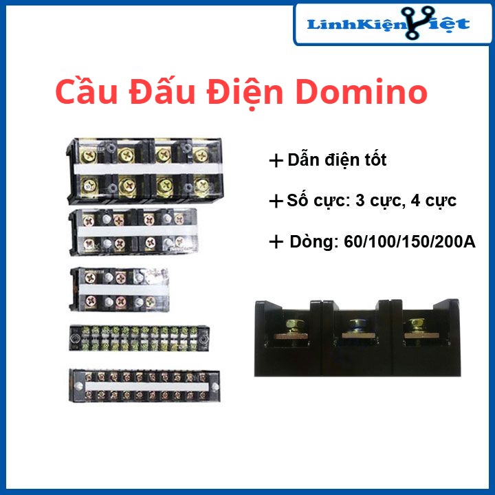 Cầu đấu điện Domino 3 pha 4 cực chịu tải 60A/100A/150A/200A