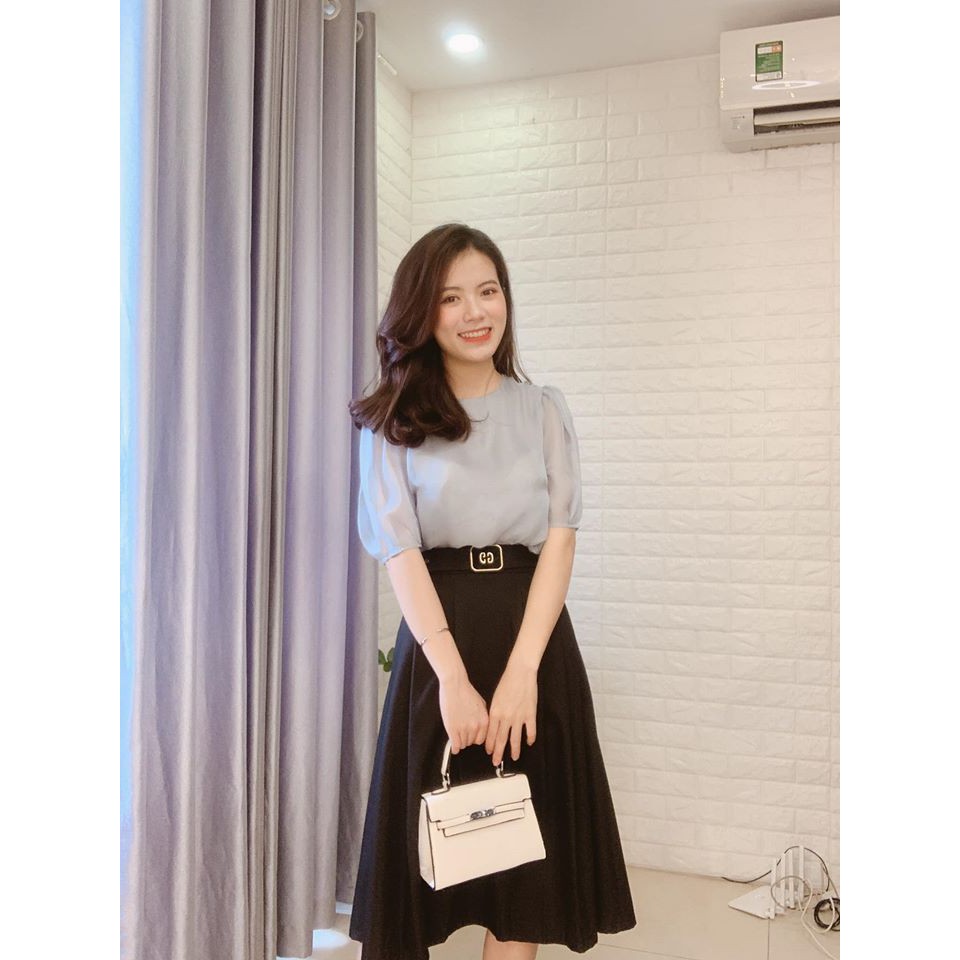 Chân váy xòe xếp li GG thời trang cao cấp - MIN House