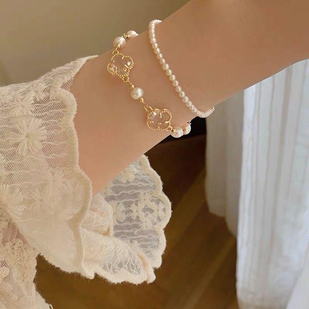 Vòng Tay Cỏ May Mắn Có Thể Điều Chỉnh Phong Cách Hàn Quốc