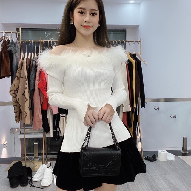 Áo len Lông mặc được cả lệh vai