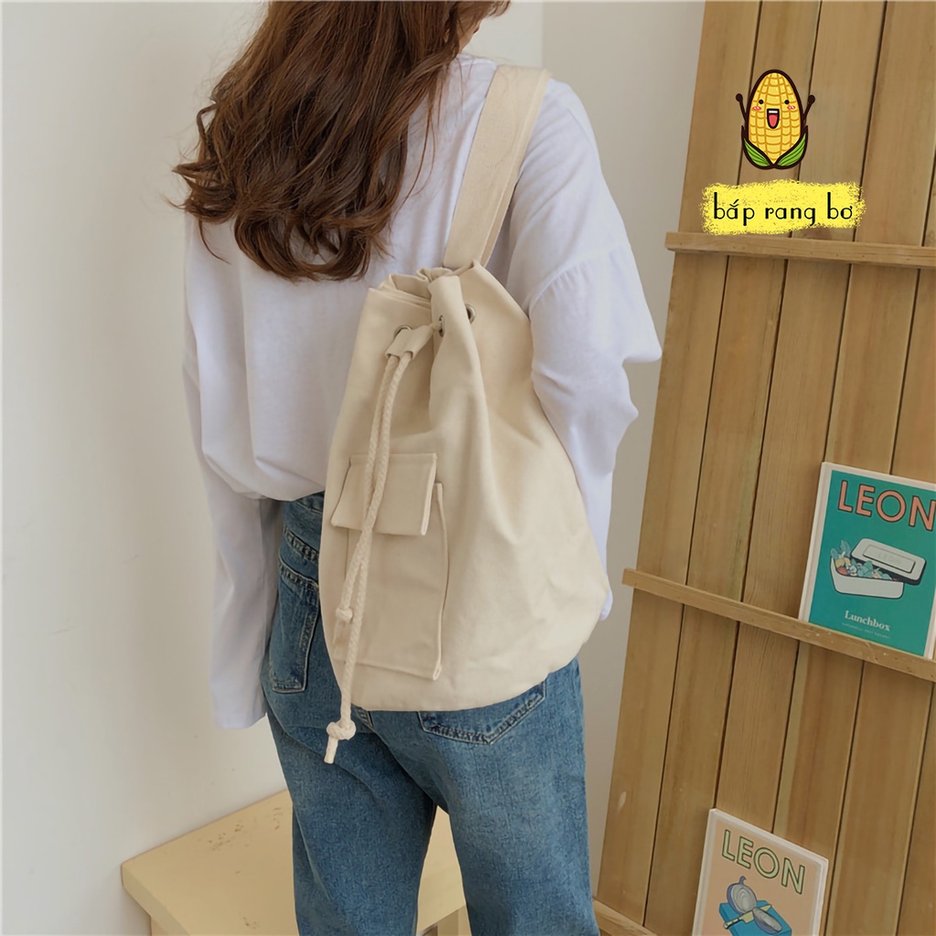 TÚI TOTE BALO ĐEO CHÉO DÂY RÚT UNISEX NAM NỮ VẢI CANVAS ĐI HỌC ĐI CHƠI CHECKING CAFE DC11