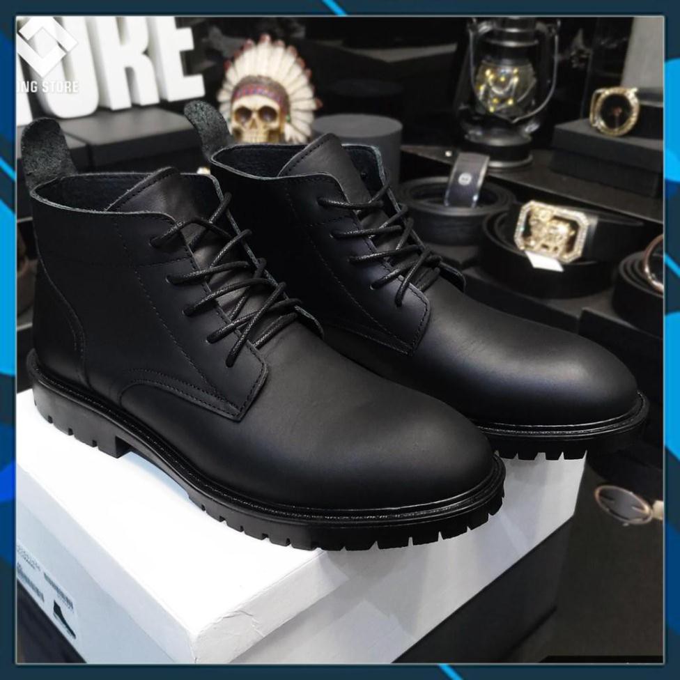 SALE - Giày da nam cao cổ 🟢 BOOT da nam buộc dây, DA thật 100% đế khâu tăng chiều cao GD97