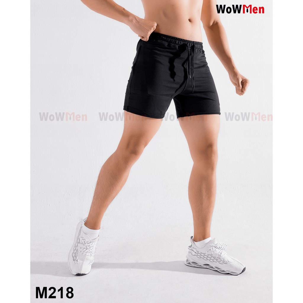 Quần Đùi Thun Nam Ngắn Cuốn Line Tập Gym Chạy Bộ Squat Ôm Bó Sát Cotton Quần Short Trơn Nam Slim Fit Nowship  - M218