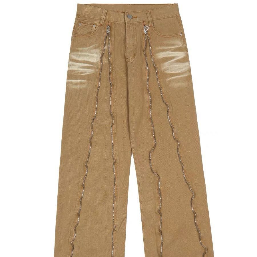 Quần Jean Dài Phối Khóa Kéo Phong Cách Hip Hop Đường Phố Cá Tính Cho Nam