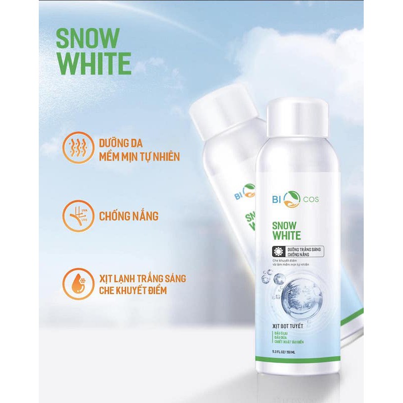 Xịt kem chống nắng, dưỡng trắng dưỡng da và bảo vệ da BIOCOS Snow White | BigBuy360 - bigbuy360.vn