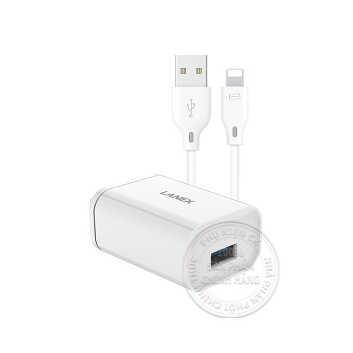 [QC 3.0] Bộ sạc nhanh Lightning 1 cổng USB 3.0A Lanex LCK-03CL - Dành cho điện thoại Apple