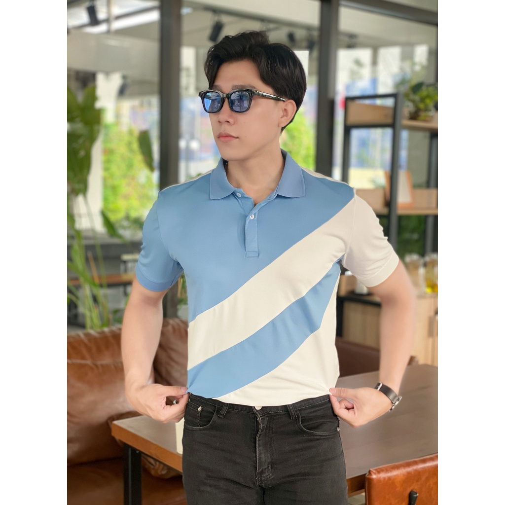 Áo polo nam cổ bẻ phối chéo 3 màu chất vải cá sấu Cotton xuất xịn,chuẩn form, sang trọng - thanh lịch TB01