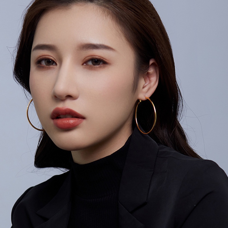 Bông tai/ Hoa tai hợp kim vòng tròn phong cách Hàn Quốc