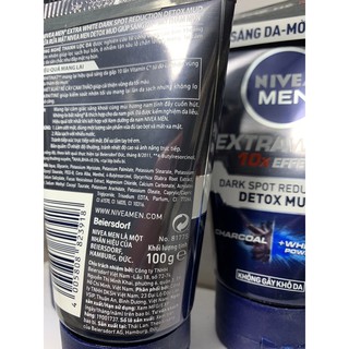 Sữa rửa mặt Nivea Men Detox Mud 100g( mầu xám)