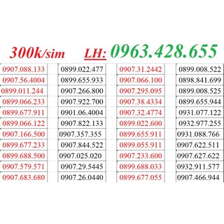 Sim Mobiphone đầu 09 08 giá 300k