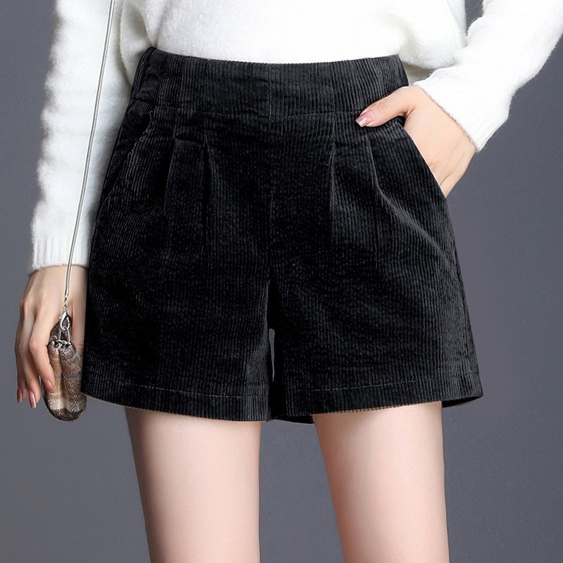 Quần short nhung lưng cao form rộng