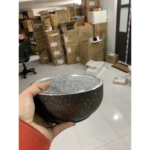 Bát đá thố đá giư nhiệt phở bát đá bát bọc hợp kim nhôm 19cm