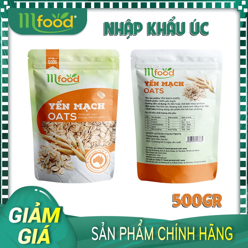 Yến Mạch Nguyên Hạt Cán Mỏng Mfood 500g