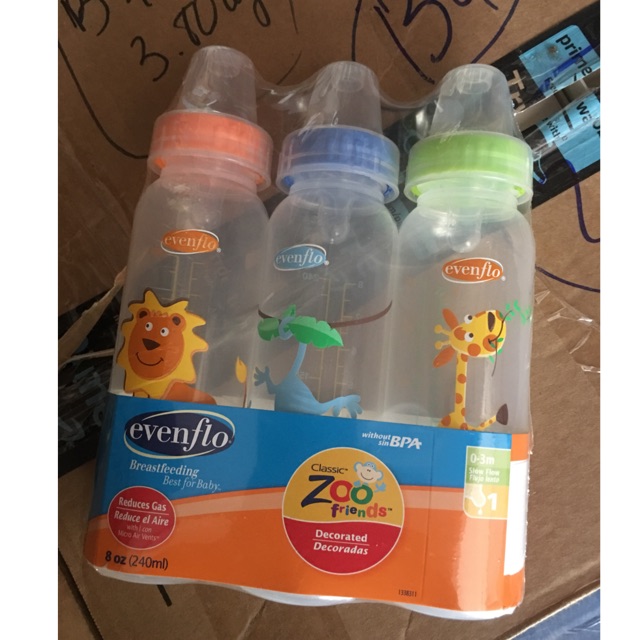 3 bình sữa Evenflo 240ml