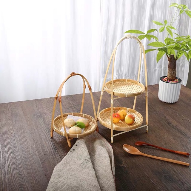Mẹt tre tầng đựng đồ ăn trang trí
