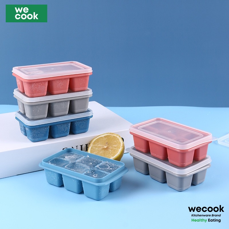 Khay làm đá silicon có nắp 6 ngăn WECOOK - Khay trữ đông đồ ăn dặm trữ đông, làm thạch rau câu